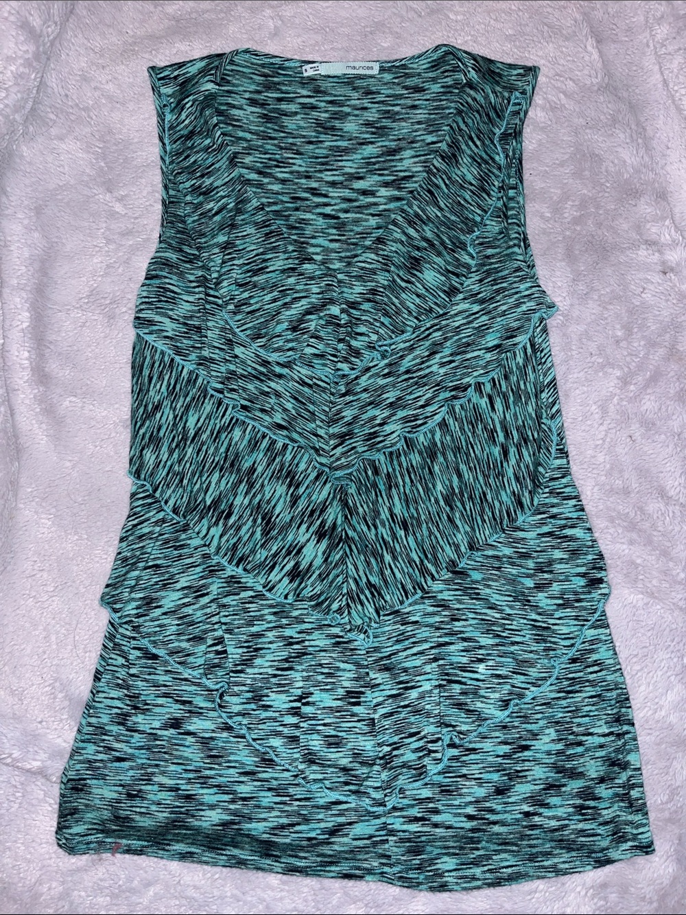 Maurices Teal and Black Space-Dye V-Neck Layered Tank